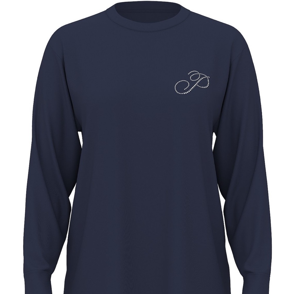 PINK Victoria's Secret Navy Heart Dog Long Sleeve Tee - Picture 3 of 3